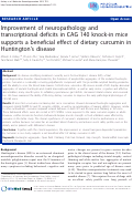 Cover page: Improvement of neuropathology and transcriptional deficits in CAG 140 knock-in mice supports a beneficial effect of dietary curcumin in Huntington's disease