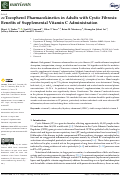 Cover page: α-Tocopherol Pharmacokinetics in Adults with Cystic Fibrosis: Benefits of Supplemental Vitamin C Administration