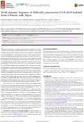 Cover page: Draft Genome Sequence of Klebsiella pneumoniae UCD-JA29 Isolated from a Patient with Sepsis