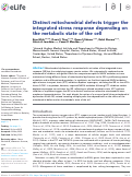 Cover page: Distinct mitochondrial defects trigger the integrated stress response depending on the metabolic state of the cell