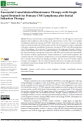 Cover page: Successful Consolidation/Maintenance Therapy with Single Agent Ibrutinib for Primary CNS Lymphoma after Initial Induction Therapy.