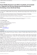 Cover page: Social Media Exposure and Other Correlates of Increased e-Cigarette Use Among Adolescents During Remote Schooling: Cross-Sectional Study