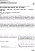 Cover page: Does an Online Positive Psychological Intervention Improve Positive Affect in Young Adults During the COVID-19 Pandemic?