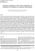 Cover page: Nucleolar Localization of HIV-1 Rev Is Required, Yet Insufficient for Production of Infectious Viral Particles.