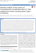 Cover page: Genomic analysis of four strains of Corynebacterium pseudotuberculosis bv. Equi isolated from horses showing distinct signs of infection