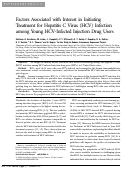 Cover page: Factors associated with interest in initiating treatment for hepatitis C Virus (HCV) infection among young HCV-infected injection drug users.