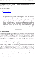 Cover page: Marginalization of Local Varieties in the L2 Classroom: The Case of U.S. Spanish