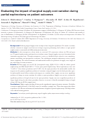 Cover page: Evaluating the impact of surgical supply cost variation during partial nephrectomy on patient outcomes