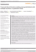 Cover page: Trust and shared decision‐making among individuals with multiple myeloma: A qualitative study