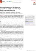 Cover page: Genome Sequence of Pseudomonas putida Strain ASAD, an Acetylsalicylic Acid-Degrading Bacterium