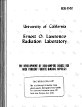 Cover page: THE DEVELOPMENT OF 2000-AMPERE DIODES FOR HIGH CURRENT PERRITE BIASING SUPPLIES