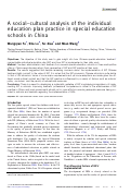 Cover page: A social-cultural analysis of the individual education plan practice in special education schools in China.