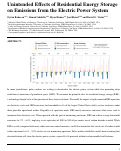 Cover page: Unintended Effects of Residential Energy Storage on Emissions from the Electric Power System