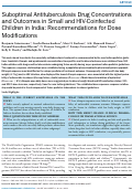 Cover page: Suboptimal Antituberculosis Drug Concentrations and Outcomes in Small and HIV‐Coinfected Children in India: Recommendations for Dose Modifications