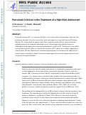 Cover page: Perceived Criticism in the Treatment of a High‐Risk Adolescent