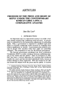 Cover page: Freedom of the Press and Right of Reply under the Contemporary Korean Libel Laws: A Comparative Analysis