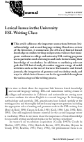 Cover page: Lexical Issues in the University ESL Writing Class