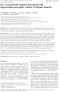 Cover page: Pre- and perinatal hypoxia associated with hippocampus/amygdala volume in bipolar disorder