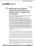 Cover page of Differential gut microbiota composition in β-Thalassemia patients and its correlation with iron overload.