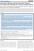 Cover page: Personality, Behavior and Environmental Features Associated with OXTR Genetic Variants in British Mothers