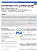 Cover page: Implementing Screening for Neonatal Delirium in the Neonatal Intensive Care Unit: A Quality Improvement Initiative.