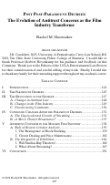 Cover page: Post Post-Paramount Decrees: The Evolution of Antitrust Concerns as the Film Industry Transforms