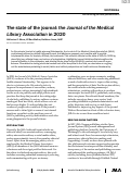 Cover page: The state of the journal: the Journal of the Medical Library Association in 2020