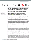 Cover page: Silver content dependent thermal conductivity and thermoelectric properties of electrodeposited antimony telluride thin films