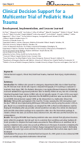 Cover page: Clinical Decision Support for a Multicenter Trial of Pediatric Head Trauma