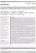 Cover page: Outcomes following radical prostatectomy or external beam radiation for veterans with Gleason 9 and 10 prostate cancer.