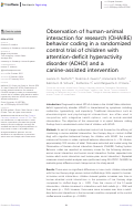 Cover page: Observation of human-animal interaction for research (OHAIRE) behavior coding in a randomized control trial of children with attention-deficit hyperactivity disorder (ADHD) and a canine-assisted intervention.