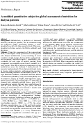 Cover page: A modified quantitative subjective global assessment of nutrition for dialysis patients.