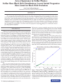 Cover page: Area of Ignorance in Stellar Physics: Stellar Mass Black Hole Distribution; Lowest Initial Progenitor Mass Limit for Black Hole Evolution