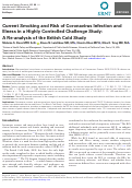 Cover page: Current Smoking and Risk of Coronavirus Infection and Illness in a Highly Controlled Challenge Study: A Re-analysis of the British Cold Study