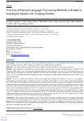 Cover page: The Use of Natural Language Processing Methods in Reddit to Investigate Opioid Use: Scoping Review