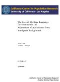 Cover page: The Role of Heritage Language Development in the Adjustment of Adolescents from Immigrant Backgrounds