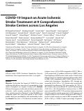 Cover page: COVID-19 Impact on Acute Ischemic Stroke Treatment at 9 Comprehensive Stroke Centers across Los Angeles.