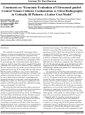 Cover page: Comments on “Economic Evaluation of Ultrasound-guided Central Venous Catheter Confirmation vs Chest Radiography in Critically Ill Patients: A Labor Cost Model”