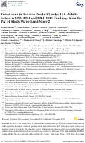 Cover page: Transitions in Tobacco Product Use by U.S. Adults between 2013–2014 and 2014–2015: Findings from the PATH Study Wave 1 and Wave 2