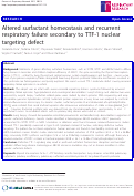 Cover page: Altered surfactant homeostasis and recurrent respiratory failure secondary to TTF-1 nuclear targeting defect