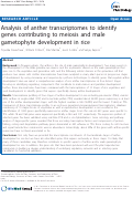 Cover page: Analysis of anther transcriptomes to identify genes contributing to meiosis and male gametophyte development in rice