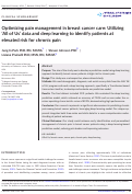 Cover page: Optimizing pain management in breast cancer care: Utilizing All of Us data and deep learning to identify patients at elevated risk for chronic pain.