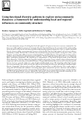 Cover page: Using functional diversity patterns to explore metacommunity dynamics: a framework for understanding local and regional influences on community structure