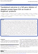 Cover page: Translational outcomes in a full gene deletion of ubiquitin protein ligase E3A rat model of Angelman syndrome