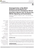 Cover page: Overexpression of the Maize ZmNLP6 and ZmNLP8 Can Complement the Arabidopsis Nitrate Regulatory Mutant nlp7 by Restoring Nitrate Signaling and Assimilation