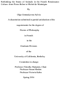 Cover page: Rethinking the Status of Animals in the French Renaissance Culture: from Pierre Belon to Michel de Montaigne