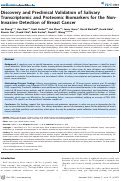 Cover page: Discovery and preclinical validation of salivary transcriptomic and proteomic biomarkers for the non-invasive detection of breast cancer.