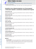 Cover page: Immediate versus delayed postpartum use of levonorgestrel contraceptive implants: a randomized controlled trial in Uganda