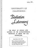 Cover page: THE EFFECT OF CERTAIN LIPID MATERIAL ON THE ULTRA-CENTRIFUGAL PROPERTIES OF SERUM AND EGG LIPOPROTEINS