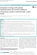 Cover page: Evaluation of dogs with genetic hyperuricosuria and urate urolithiasis consuming a purine restricted diet: a pilot study.